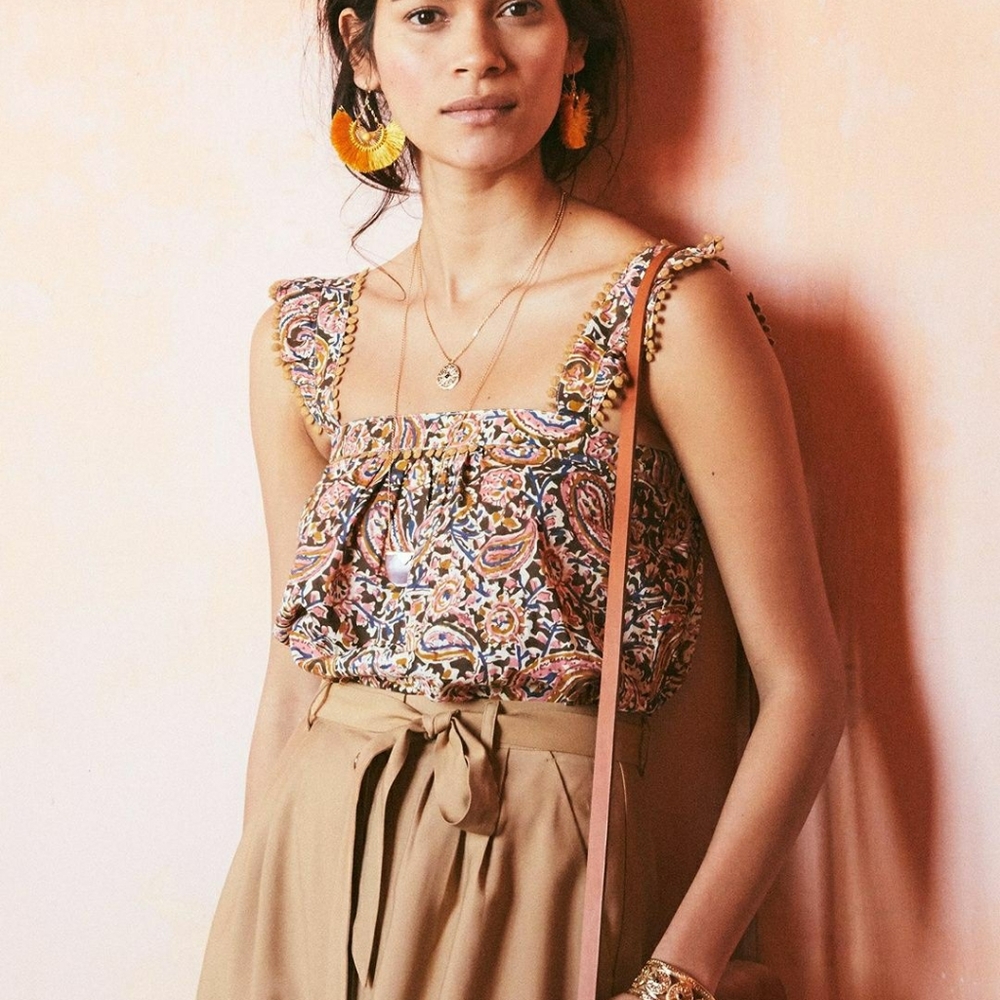 Sezane paisley tank blouse
